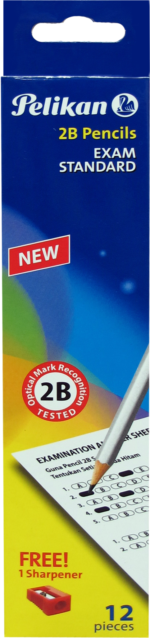 2b Exam Pencil 12 Pcs Sharpener 1 Pc - Pelikan (2048x2048), Png Download