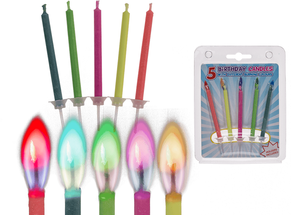 5 Birthday Candles With 5 Different Burning Colours - Paint Brush (945x709), Png Download