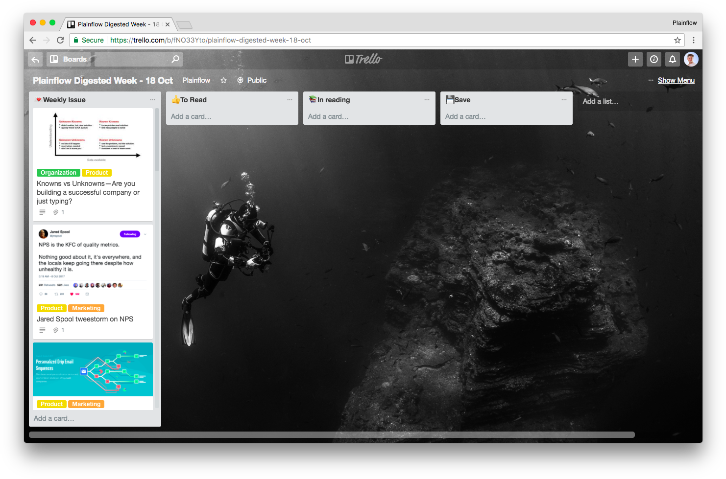 New Weekly Reading List On Trello - Underwater Diving (1497x990), Png Download