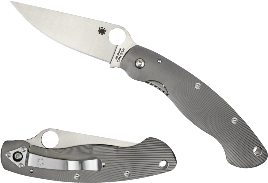 Spyderco Military™ Model Titanium Fluted C36tif Spyderco - Titanium Spyderco Military (1042x800), Png Download