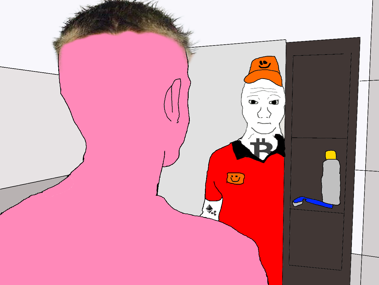 3396807 - >> - Wojak Wagecuck (1300x977), Png Download