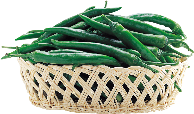 Peppers In Basket - Green Bean (866x650), Png Download