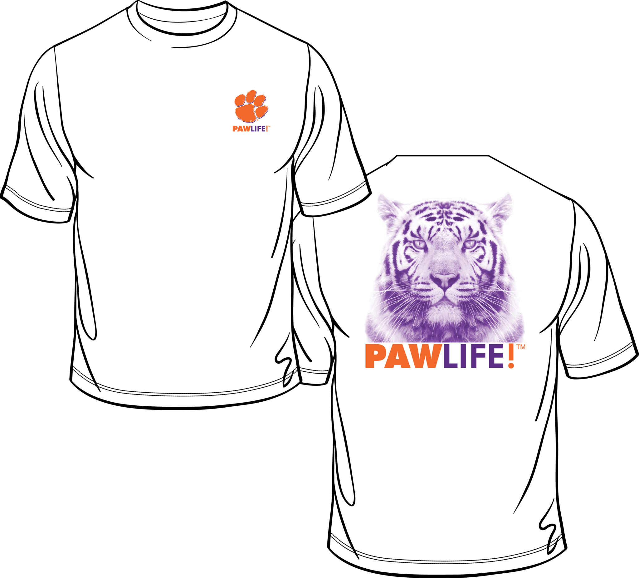 Pawlife Purple Tiger The Print House South Carolina - T Shirt (2048x1852), Png Download