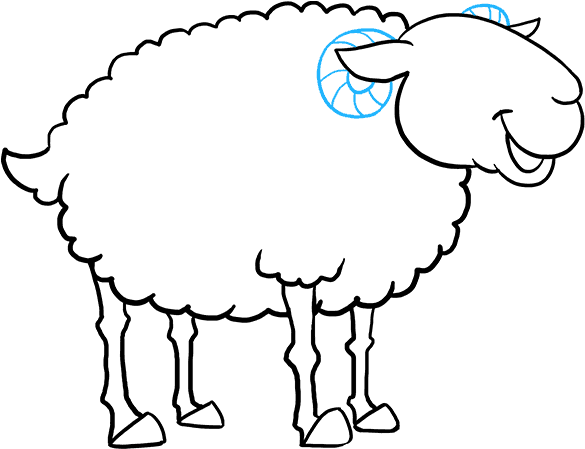Scroll Easy Drawings - Female Sheep Drawing (680x678), Png Download