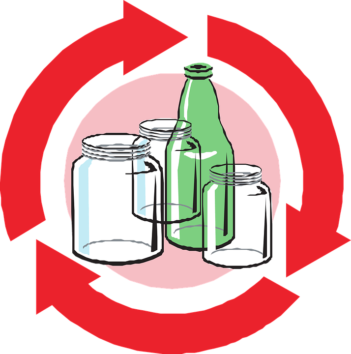 Reduce, Reuse And Recycle - Glass Recycled (714x720), Png Download