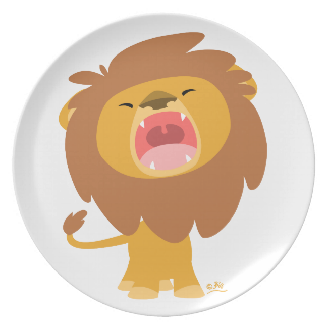 Cute Cartoon Roaring Lion Plate - Cute Cartoon Lion Roaring (650x650), Png Download