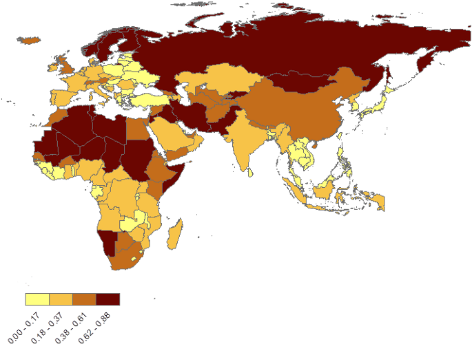 Geographical Inequality - Fertility Rate Map Asia (700x517), Png Download