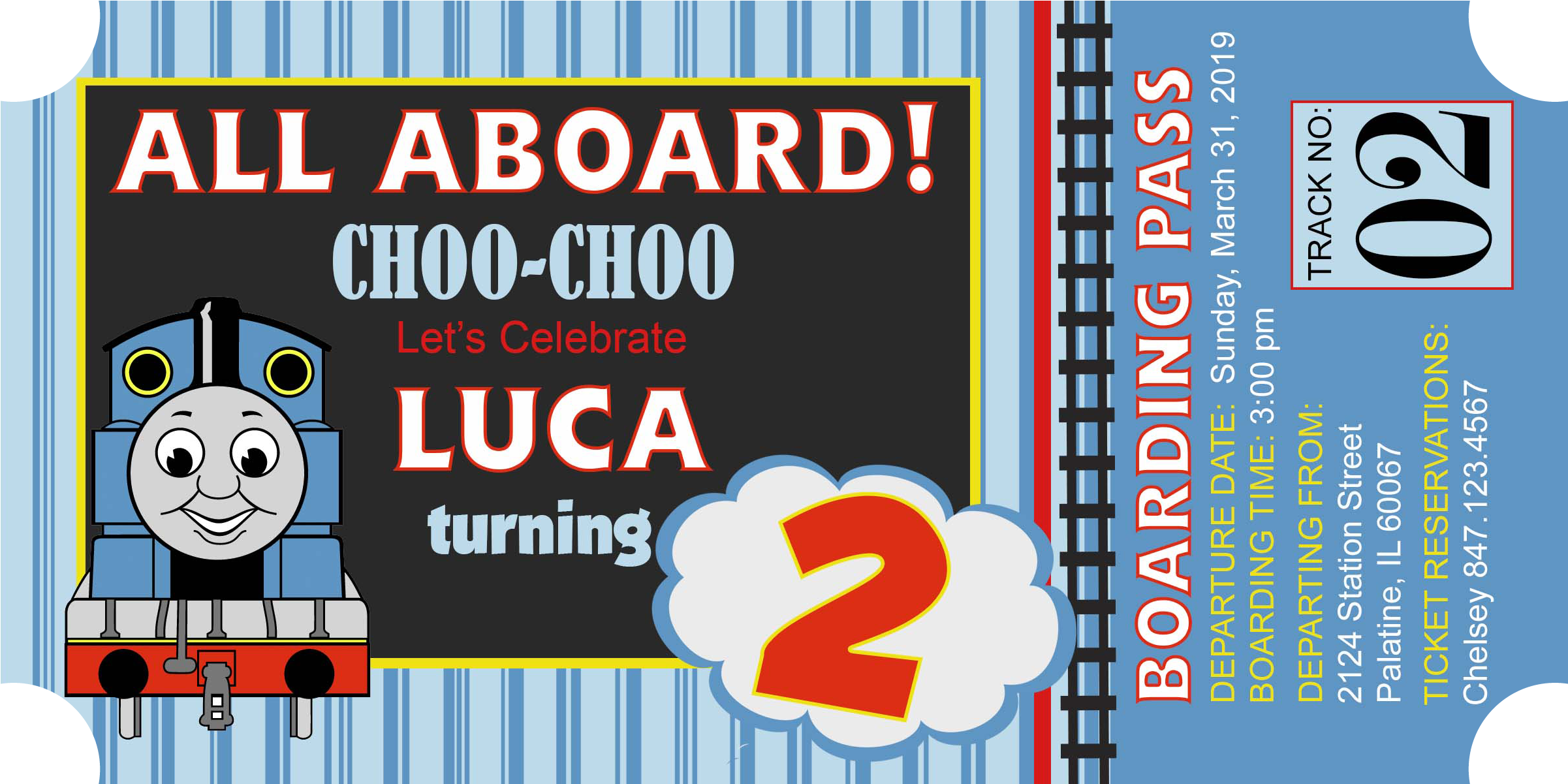 Thomas The Train Invitation (2475x1275), Png Download