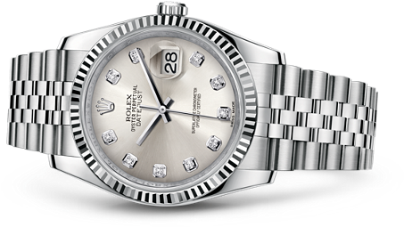 /rolex Replica /watches/datejust 36/rolex Datejust - Rolex Datejust 36 Diamond White (610x610), Png Download