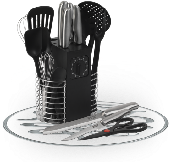Russell Hobbs Deluxe 19 Piece Knife Block And Utensil - Chair (558x558), Png Download