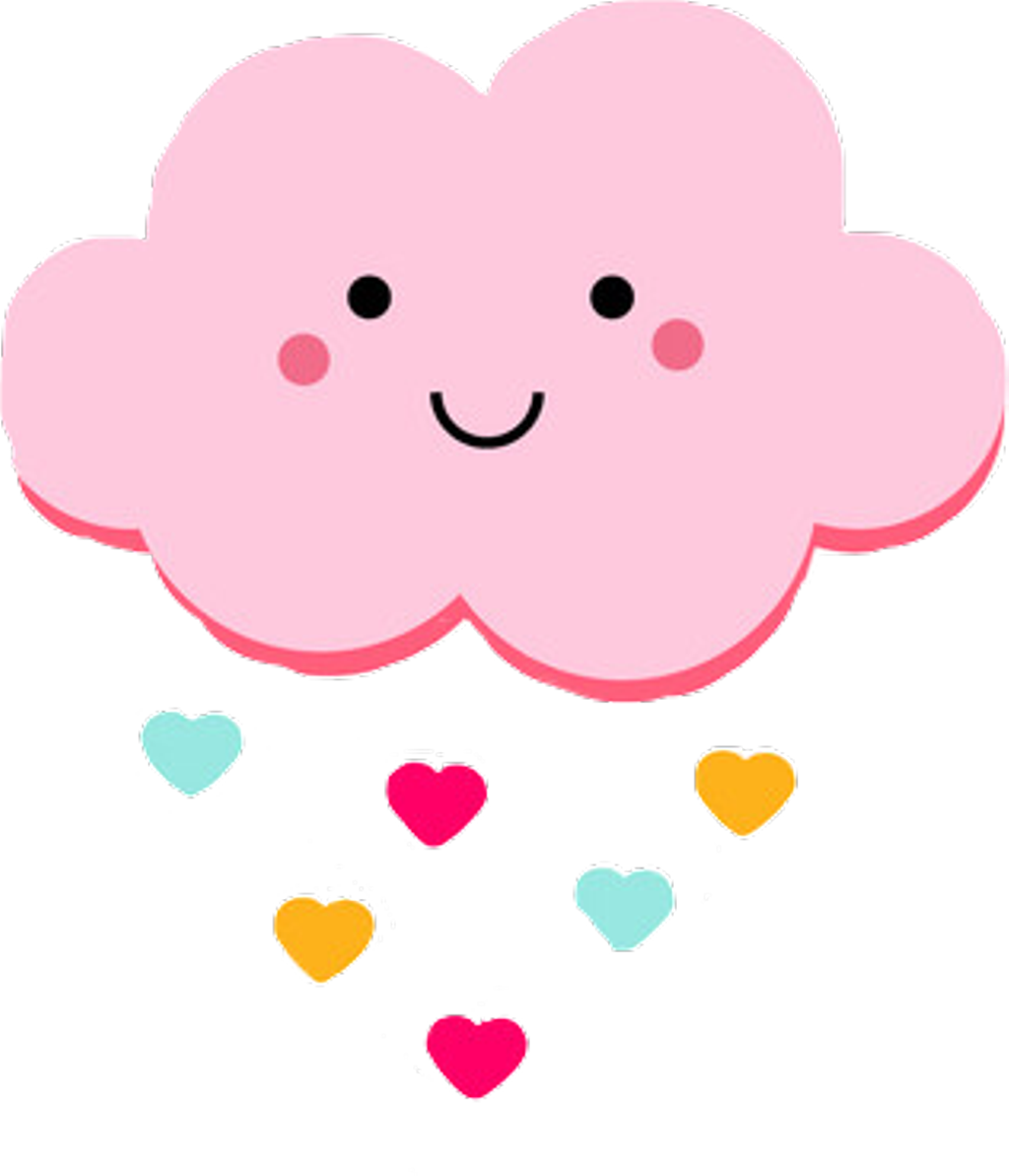 #cloud #cute #rain #hearts #kawaii #freetoedit - Cloud Picture To Color (1024x1193), Png Download