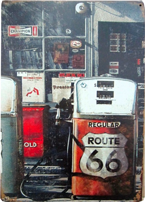 Vintage Sign Route 66 Gas - Vintage Route 66 Poster (800x800), Png Download