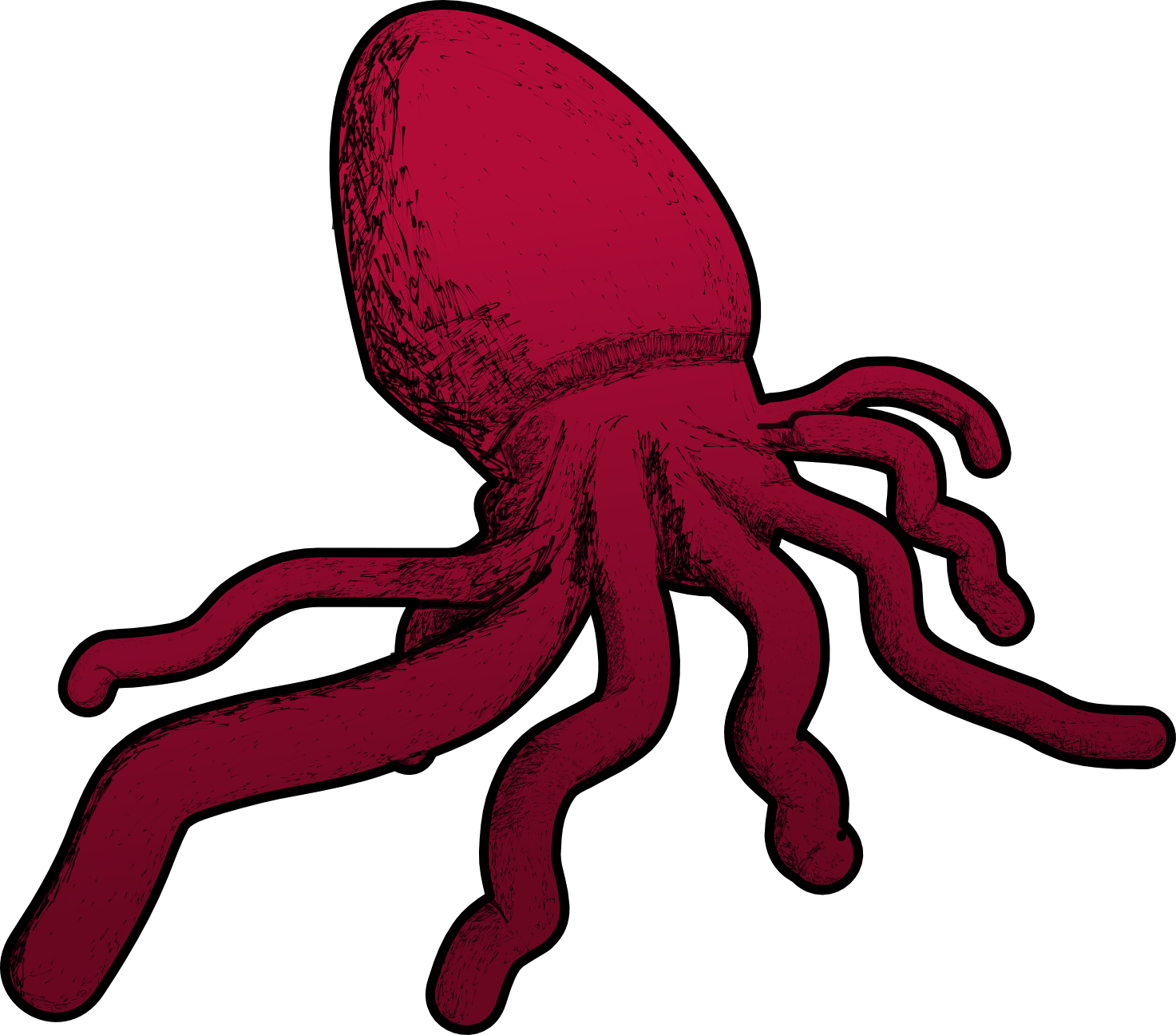 Free Simple Octopus Fish Silhouette Clipart Clip Art - Octopus (1473x1297), Png Download