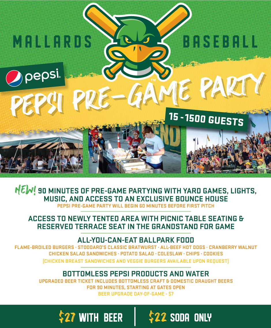 Pepsi Pre Game Party Madison Mallards Madison Mallards - Madison Mallards (940x1138), Png Download