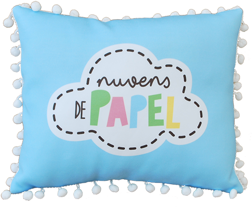 Almofada Nuvens De Papel Com Pompom - Cushion (1000x800), Png Download