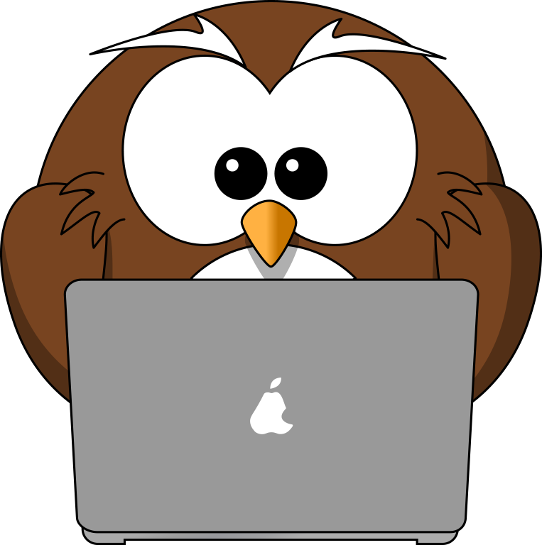 Cartoon Owl And Laptop Tim Png - Cartoon People On Computers (763x768), Png Download
