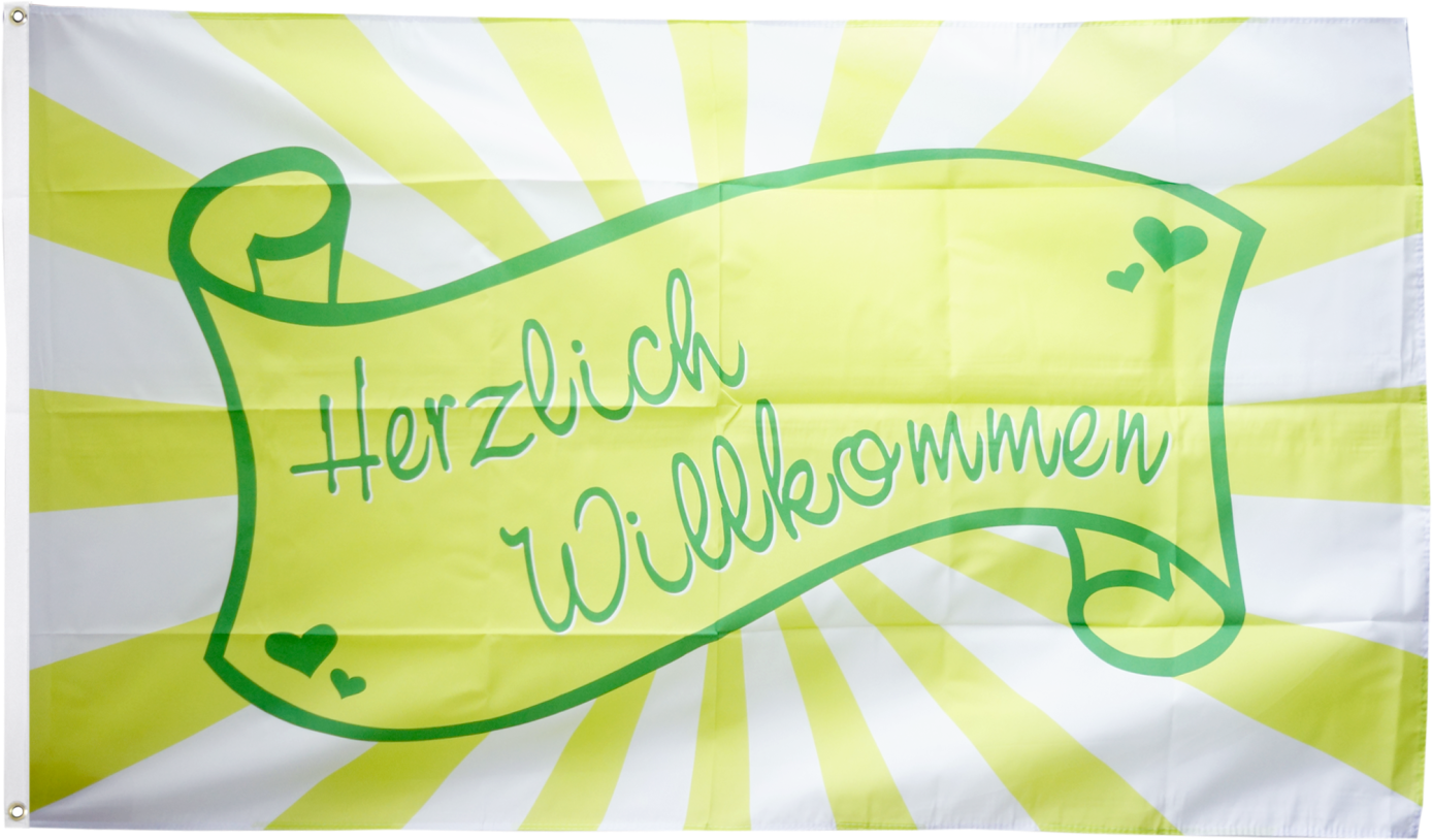 Herzlich Willkommen Green Flag - Banner (1500x997), Png Download