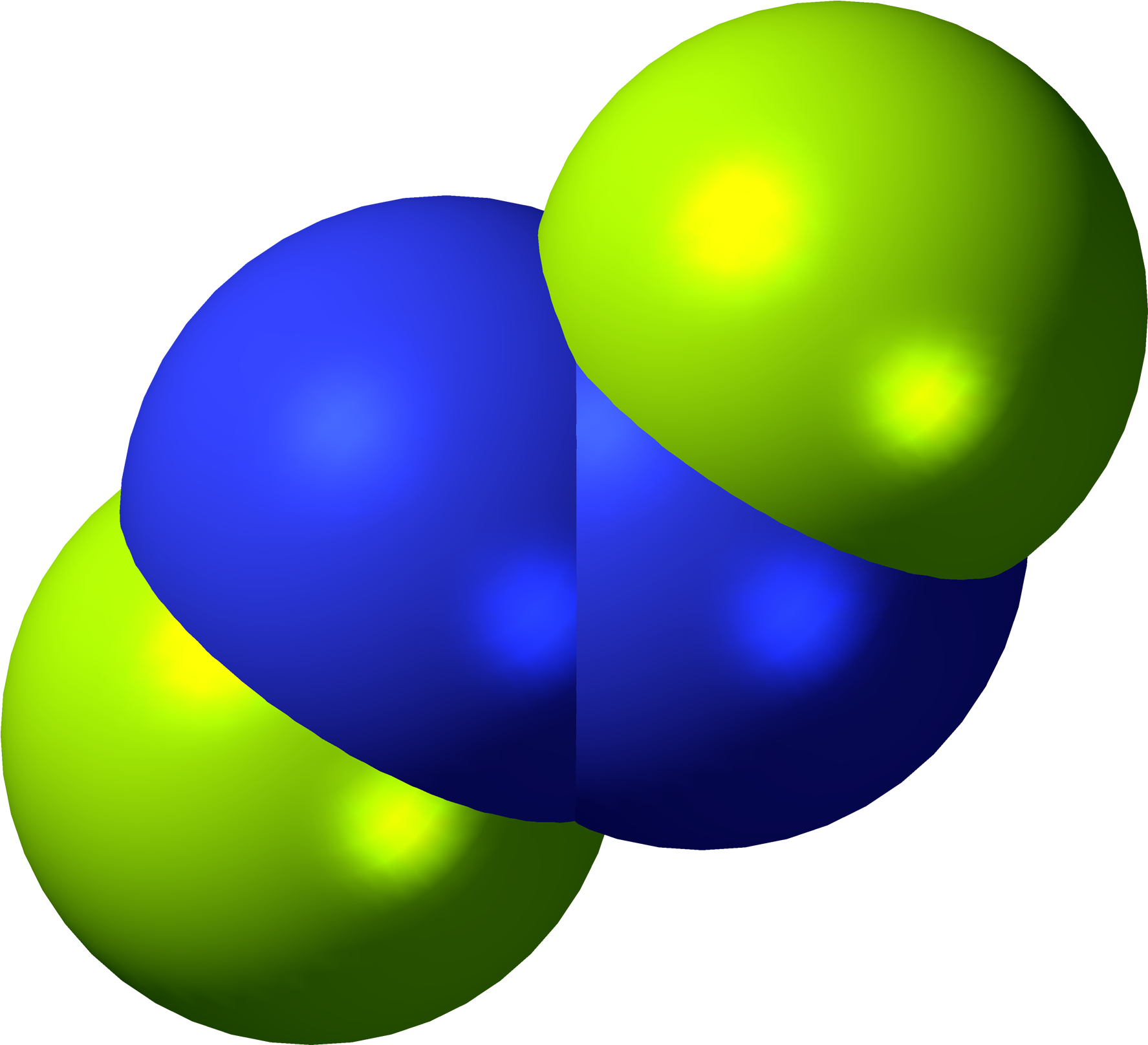 Dinitrogen Difluoride 3d Spacefill - Circle (2000x1841), Png Download