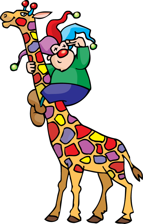 Cartoon Circus Clown Clip Art - Clowns And Giraffes (502x788), Png Download