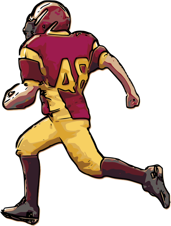 Footballrunoutlined2 - Kick American Football (589x833), Png Download