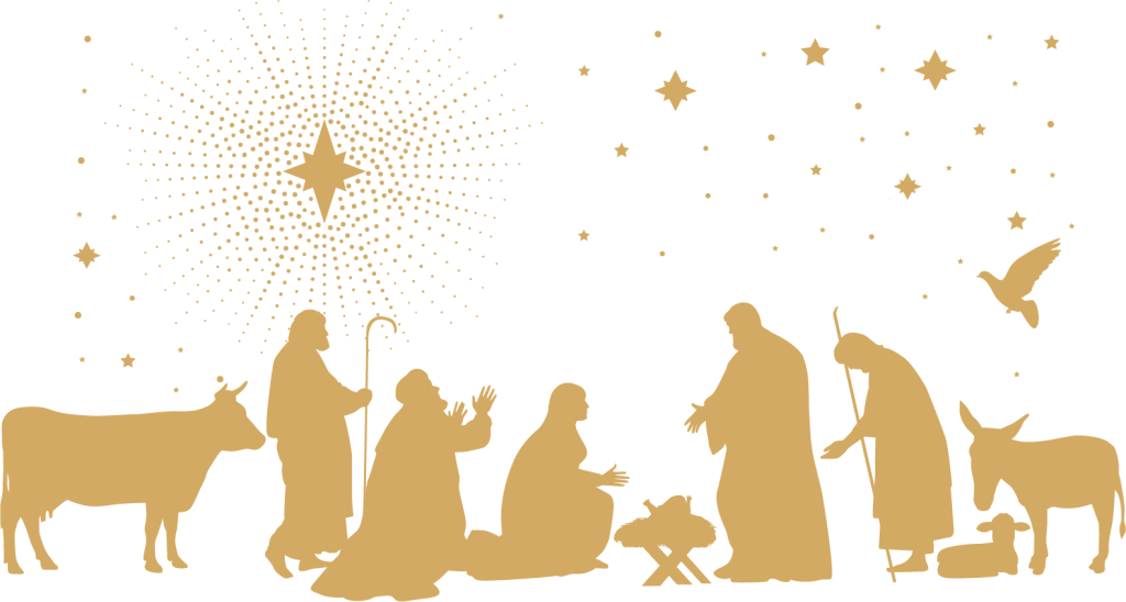 Of Jesus Scene Biblical - Silhouette Nativity Scene (1024x548), Png Download