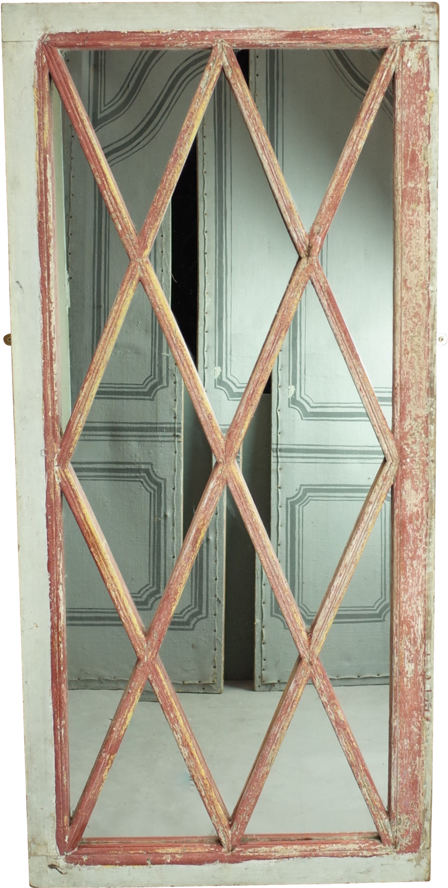 Painted Empire Lattice Window Mirror - Lattice Window En Png (1024x1922), Png Download