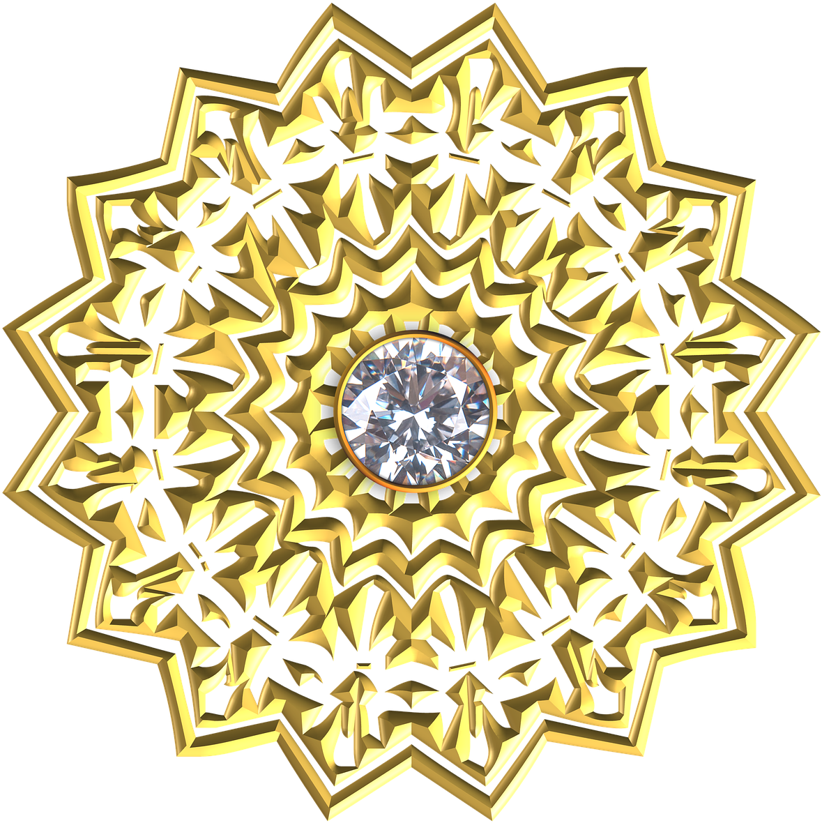 Gem Ornament Gold Flourish - Circle (1271x1280), Png Download