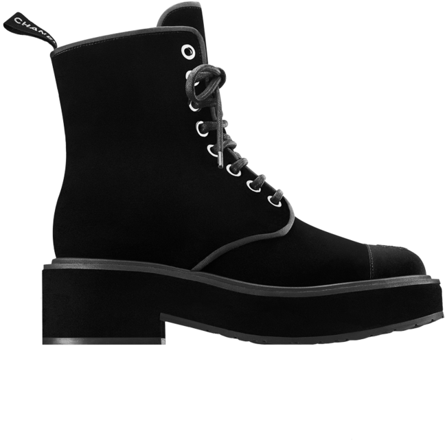 Chanel Combat Boots - Chanel Velvet Combat Boots (902x1152), Png Download