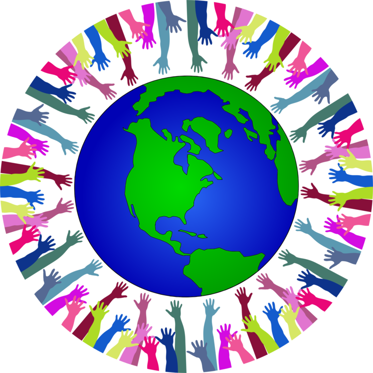 Globe Geography Clipart Earth Drawing Computer Icons - Clipart Globe With Hands (750x750), Png Download