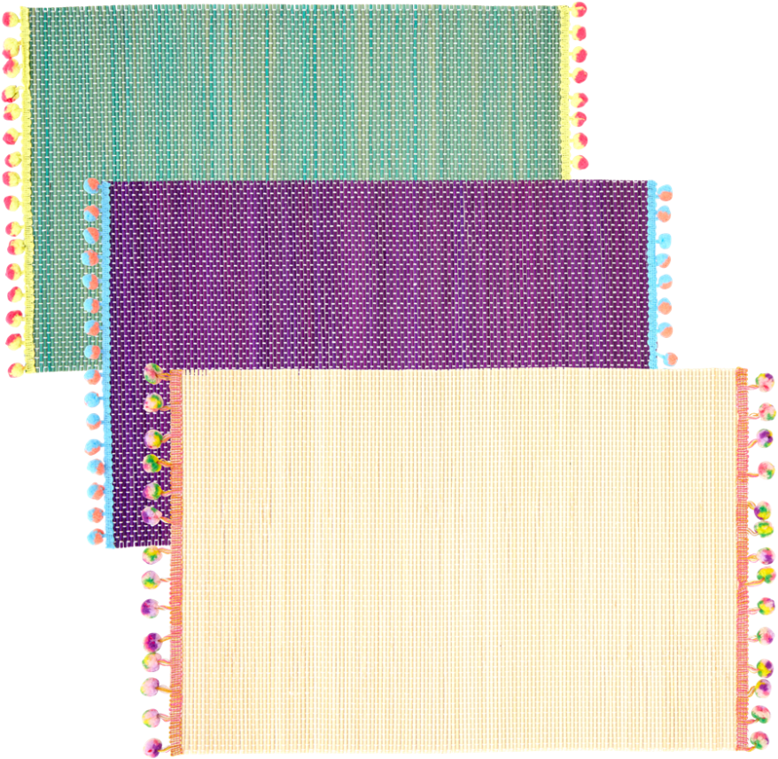 Bamboo Placemats With Pom Pom Decoration By Rice Dk - Placemat (1000x1000), Png Download