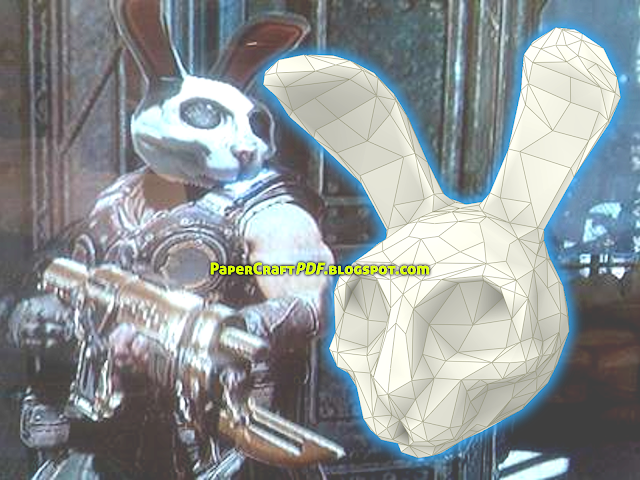 Easter Bunny Helmet Papercraft Model Template - Domestic Rabbit (640x480), Png Download