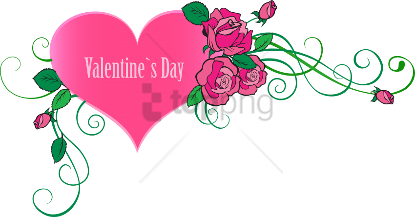 Free Png Download Valentine's Day Png Images Background - Happy Valentines Day With Flowers Clipart (850x445), Png Download
