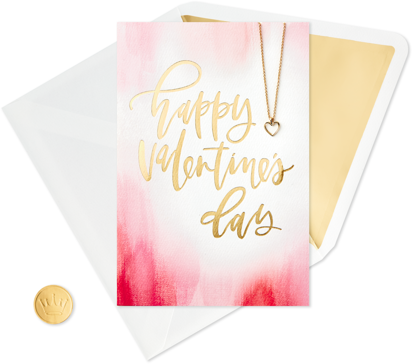 I Love You Valentine's Day Card With Heart Charm Necklace - Paper (1470x1470), Png Download