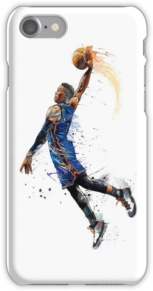 Russel Westbrook Iphone 7 Snap Case - Basketball Player Dunking Drawing (750x1000), Png Download