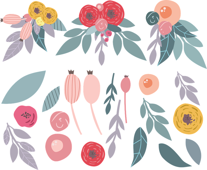 Flowers, Illustration Of The Flowers, Cartoon Flowers - Motif (877x720), Png Download