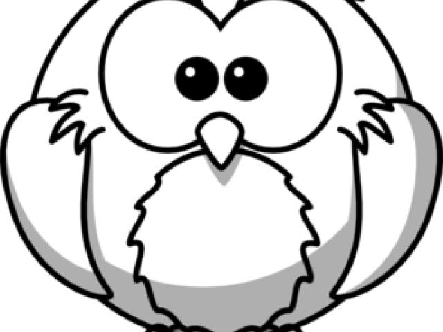 Owl Cartoon Black And White (640x480), Png Download