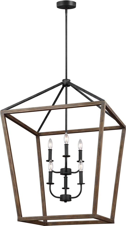 The Gannet 6 Light Foyer Chandelier By Feiss Exudes - Wood And Iron Chandelier (735x1102), Png Download