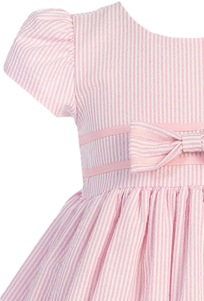 Pink Cotton Seersucker Little Girls Easter Spring Dress - Cocktail Dress (683x1024), Png Download
