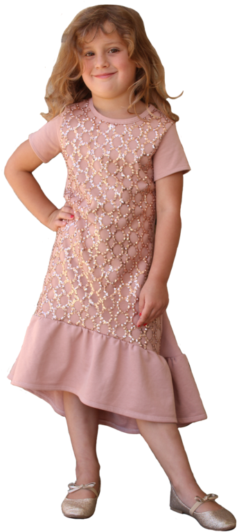 Kids Pink Solar Sparkle Dress - Girl (600x900), Png Download