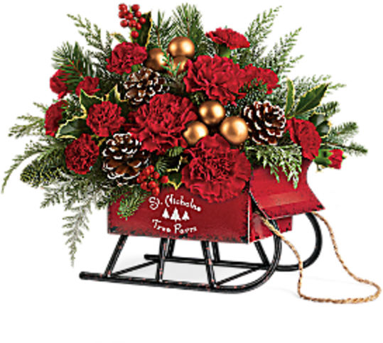 Vintage Sleigh Bouquet By Teleflora - Anniversaire Bouquet De Fleurs (600x673), Png Download