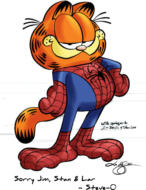 Agree - Garfield Cat Spider Man (500x650), Png Download