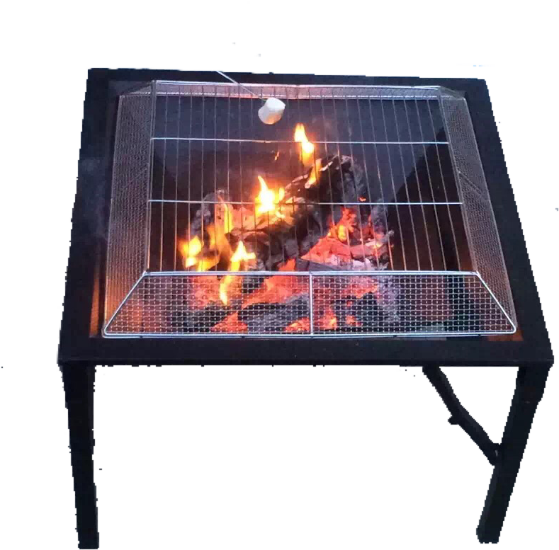27″ Outdoor Square Wood Fire Pit Foldable With Grillable - Flame (960x1280), Png Download