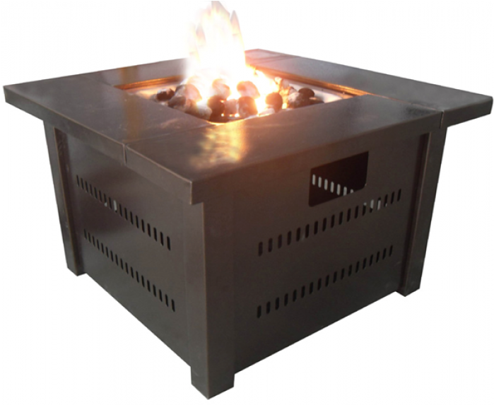 Hammered Bronze Square Fire Pit With Lid - Fire Pit (700x850), Png Download