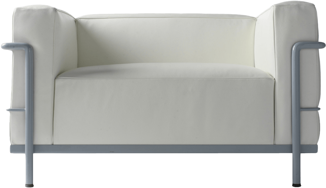 Armchair White Leather - Corbusier Furniture (1843x1024), Png Download