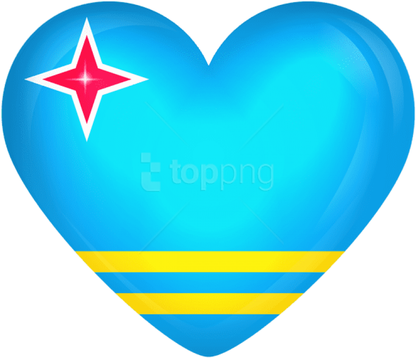 Free Png Download Aruba Large Heart Flag Clipart Png - Aruba Clip Art (850x733), Png Download