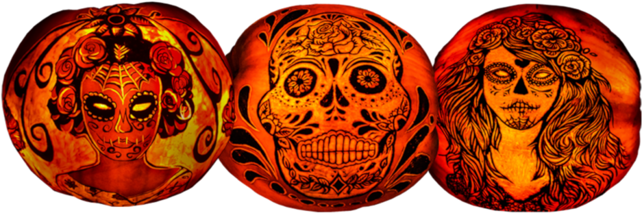 Dia De Los Muertos Pumpkins (950x361), Png Download