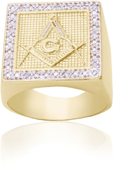 Anel Maçonaria Em Ouro 18k E Diamantes - Ring (700x700), Png Download