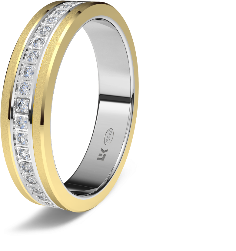Alianza Eleka Aniversario Diamantes Oro - Anillos De Boda Oro Blanco Y Amarillo (1000x1000), Png Download