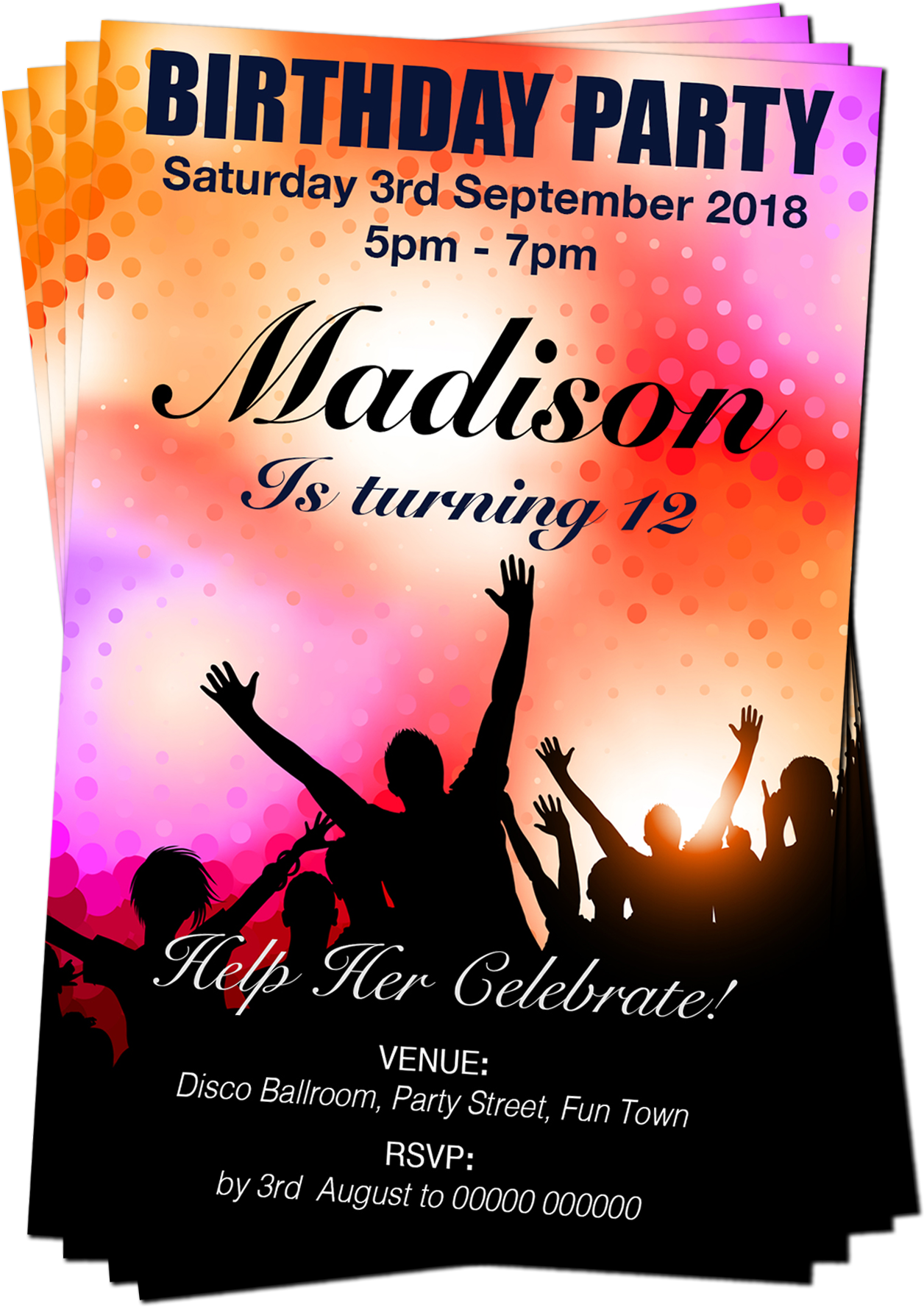 Dance Disco Birthday Invitation Pop Star Neon - Party People (1535x1890), Png Download