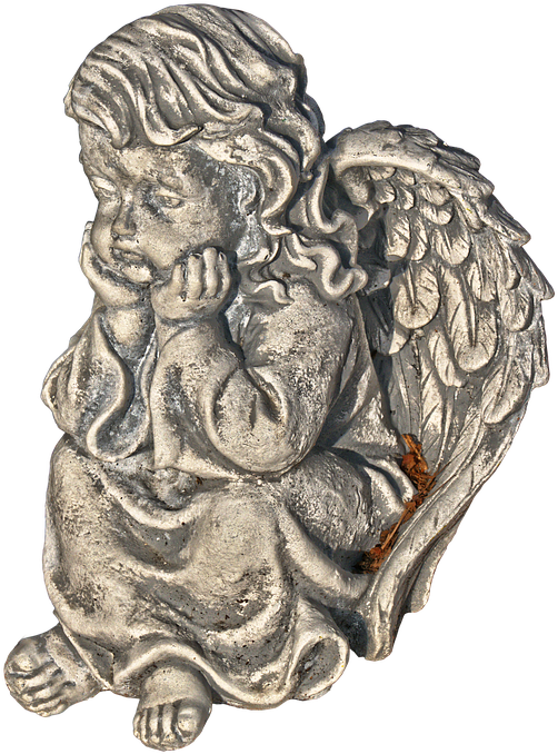 Figure, Angel, Cherub, Wing, Female, Thoughtful - Carving (536x720), Png Download